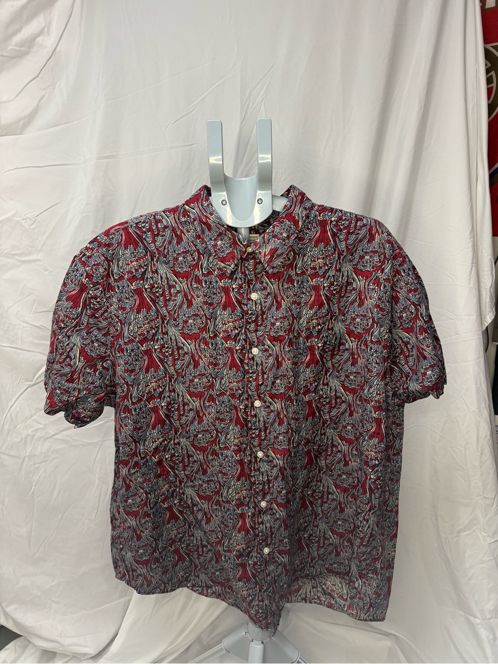 J. Crew Red Paisley Short-Sleeve Button-Down Shirt